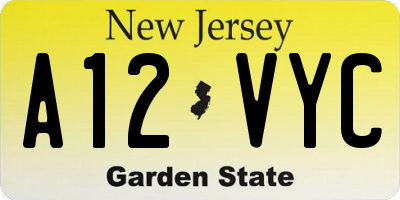 NJ license plate A12VYC