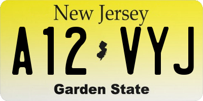NJ license plate A12VYJ
