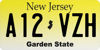 NJ license plate A12VZH