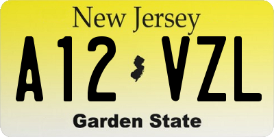 NJ license plate A12VZL