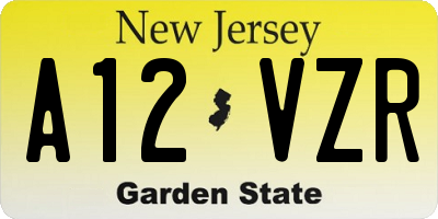 NJ license plate A12VZR
