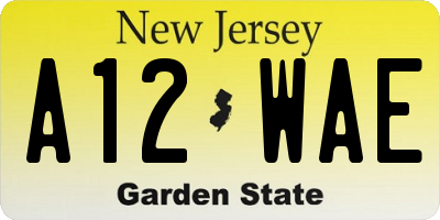 NJ license plate A12WAE