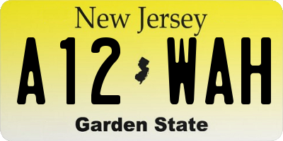 NJ license plate A12WAH