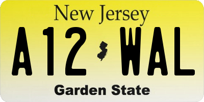 NJ license plate A12WAL