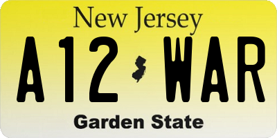 NJ license plate A12WAR