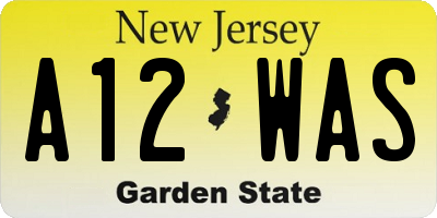 NJ license plate A12WAS