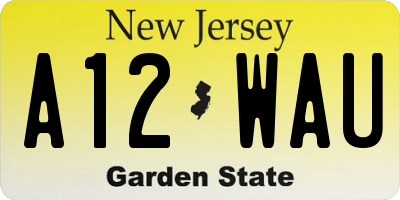 NJ license plate A12WAU