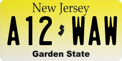 NJ license plate A12WAW