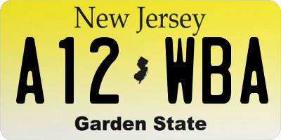 NJ license plate A12WBA