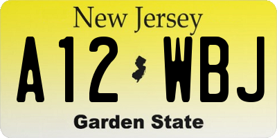 NJ license plate A12WBJ