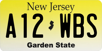 NJ license plate A12WBS