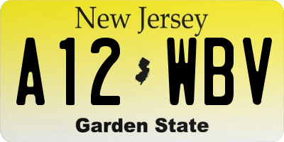 NJ license plate A12WBV
