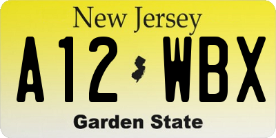 NJ license plate A12WBX