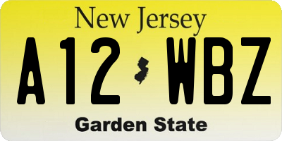 NJ license plate A12WBZ