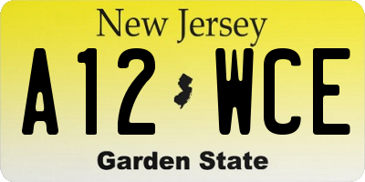 NJ license plate A12WCE