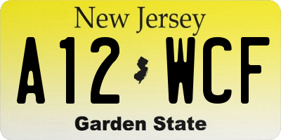 NJ license plate A12WCF