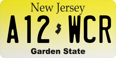 NJ license plate A12WCR