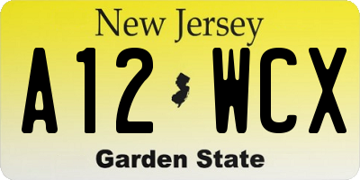 NJ license plate A12WCX
