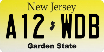 NJ license plate A12WDB