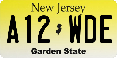 NJ license plate A12WDE