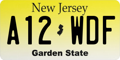 NJ license plate A12WDF