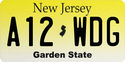 NJ license plate A12WDG
