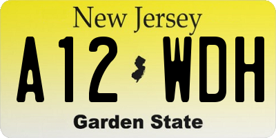 NJ license plate A12WDH