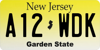 NJ license plate A12WDK