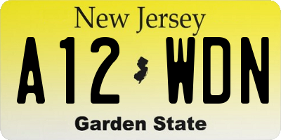 NJ license plate A12WDN