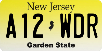 NJ license plate A12WDR
