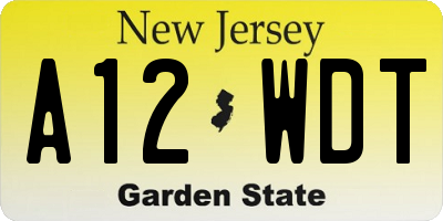 NJ license plate A12WDT