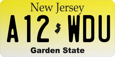 NJ license plate A12WDU