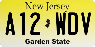 NJ license plate A12WDV