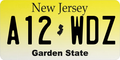 NJ license plate A12WDZ