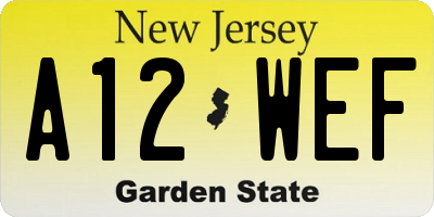 NJ license plate A12WEF