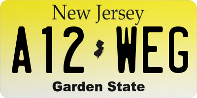 NJ license plate A12WEG