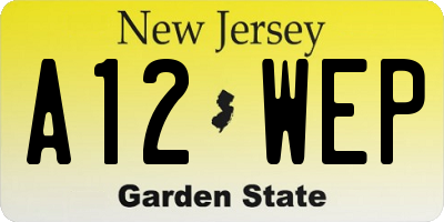 NJ license plate A12WEP