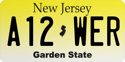 NJ license plate A12WER