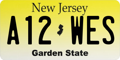 NJ license plate A12WES