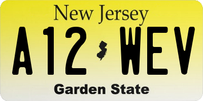 NJ license plate A12WEV