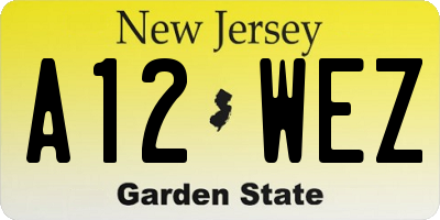 NJ license plate A12WEZ