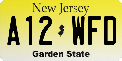 NJ license plate A12WFD
