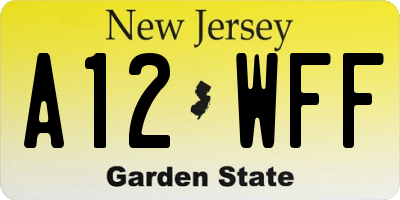 NJ license plate A12WFF