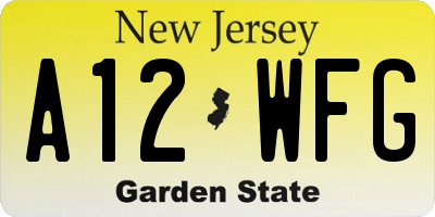 NJ license plate A12WFG