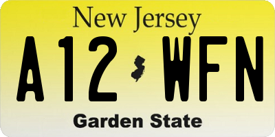 NJ license plate A12WFN