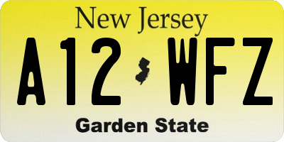 NJ license plate A12WFZ