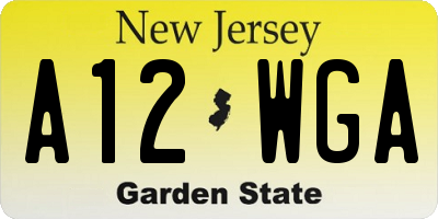 NJ license plate A12WGA