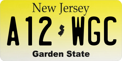 NJ license plate A12WGC