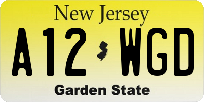 NJ license plate A12WGD