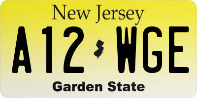 NJ license plate A12WGE